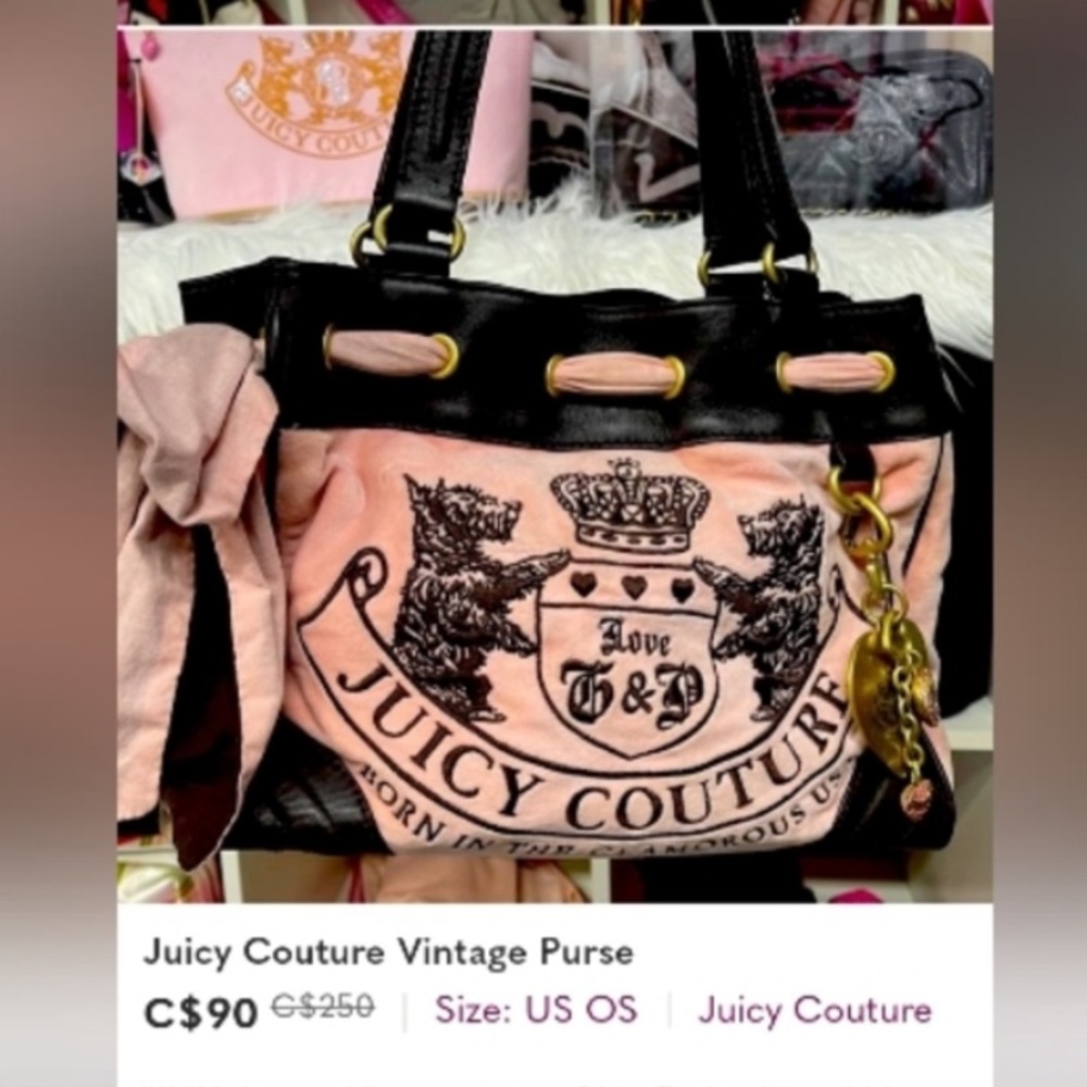 BEWARE!!! VINTAGE JUICY COUTURE DAYDREAMER PURSE SHOULDER BAG PINK Y2K RETRO
